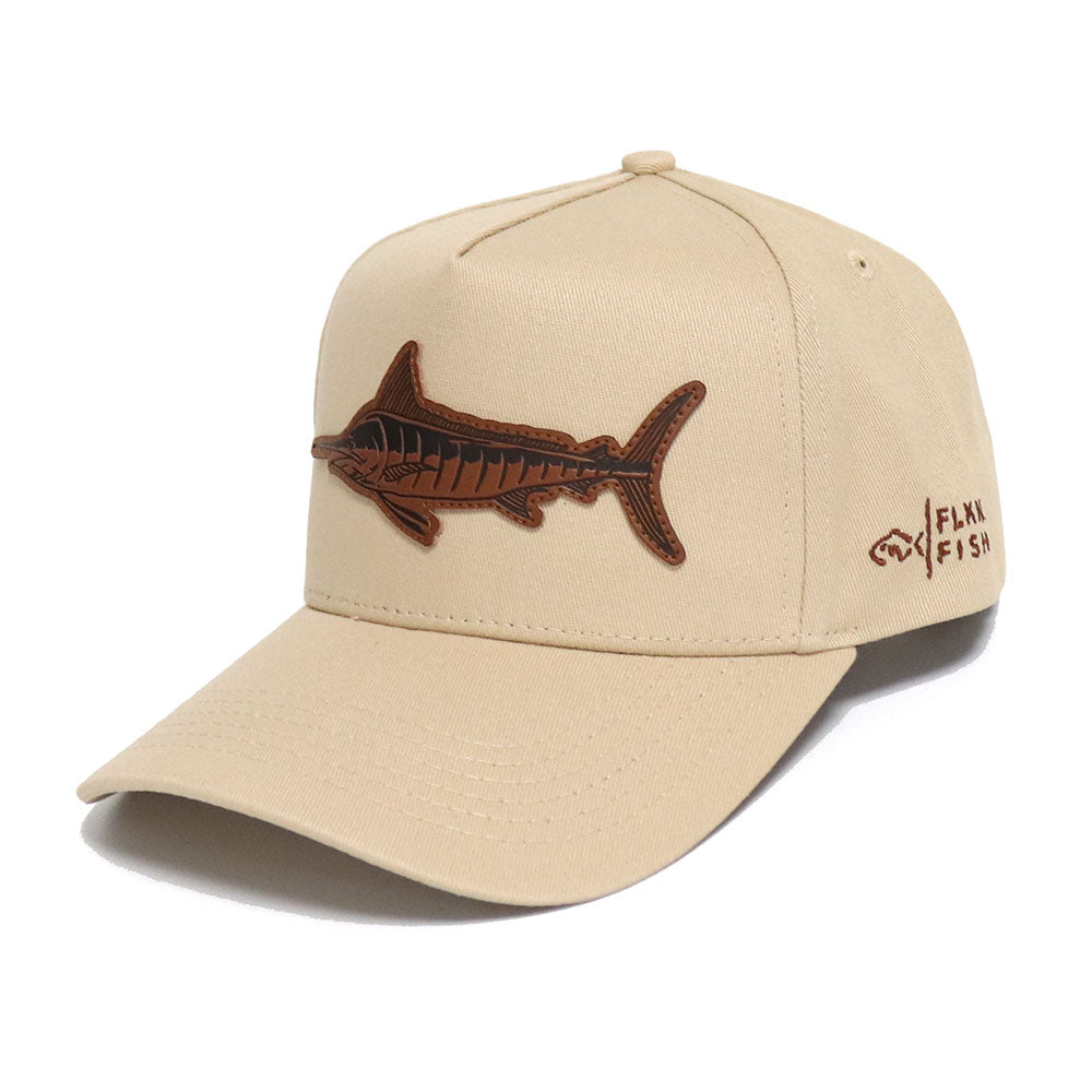 MARLIN LEATHER PATCH BASEBALL CAP -KHAKI