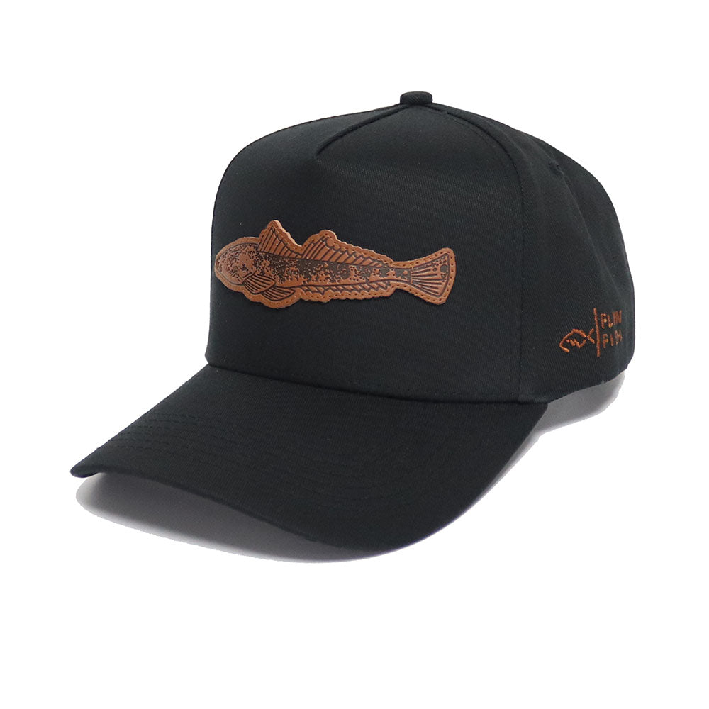 FLATHEAD LEATHER PATCH BASEBALL CAP -BLACK