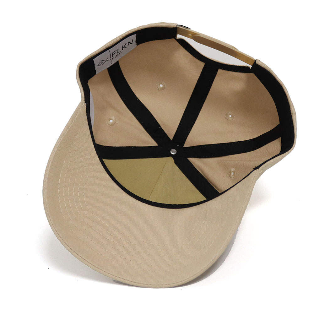 LEATHER PATCH ROUND F/F BASEBALL CAP- KHAKI