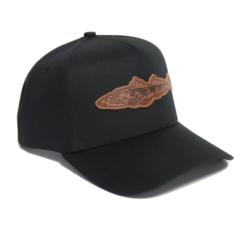 FLATHEAD LEATHER PATCH BASEBALL CAP -BLACK