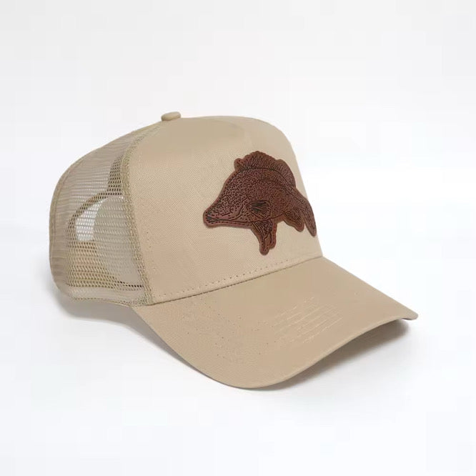 YELLA LEATHER PATCH BASEBALL CAP -KHAKI