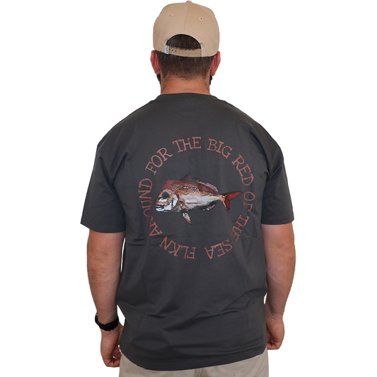 THE BIG RED OF THE SEA TEE- CHARCOAL