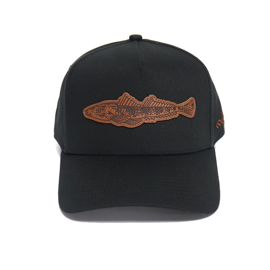FLATHEAD LEATHER PATCH BASEBALL CAP -BLACK