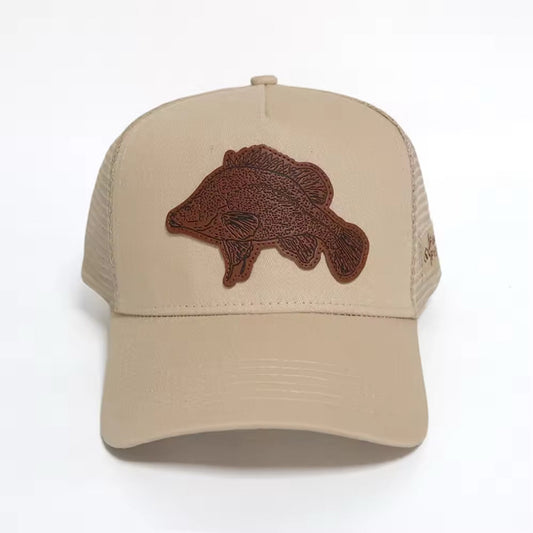 YELLA LEATHER PATCH BASEBALL CAP -KHAKI