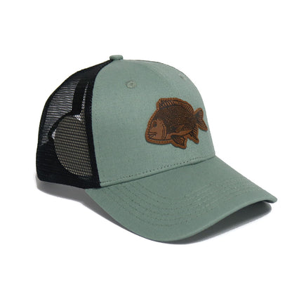 LEATHER PATCH BREAM TRUCKERS CAP-GREEN