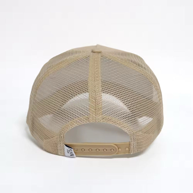 YELLA LEATHER PATCH BASEBALL CAP -KHAKI