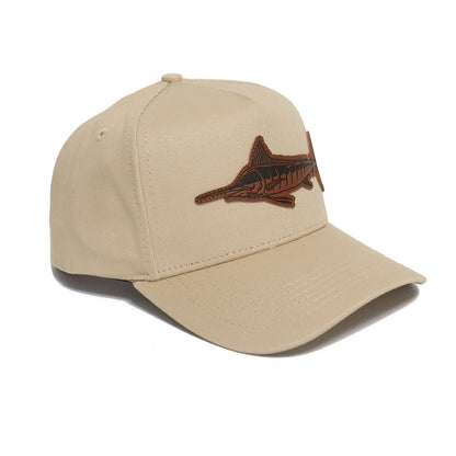 MARLIN LEATHER PATCH BASEBALL CAP -KHAKI