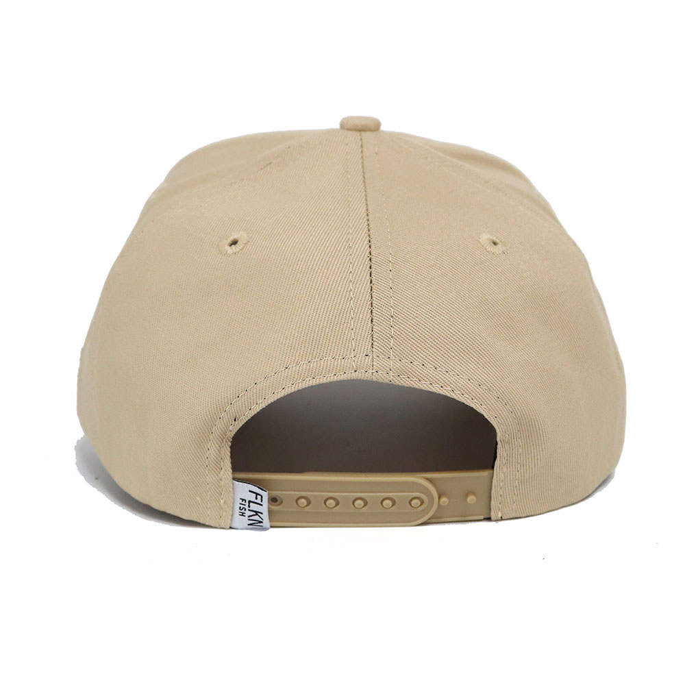 LEATHER PATCH ROUND F/F BASEBALL CAP- KHAKI