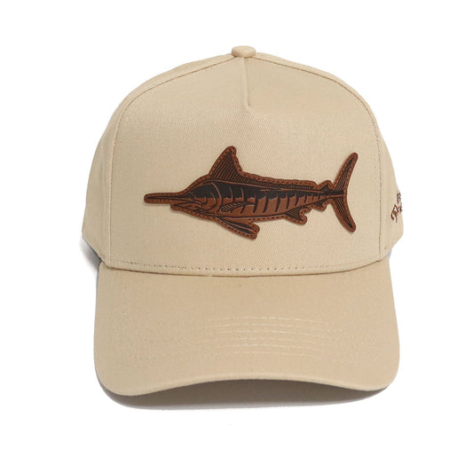 MARLIN LEATHER PATCH BASEBALL CAP -KHAKI